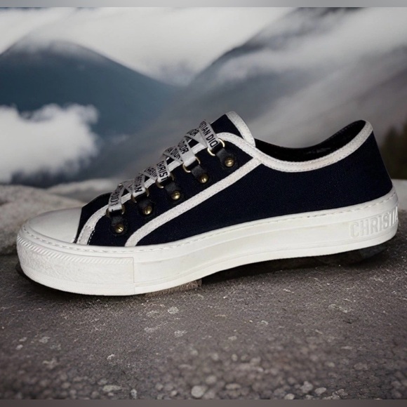 Christian Dior WalkN Dior Black Canvas Monochrome Women's Sneakers SZ 9 - Picture 7 of 15